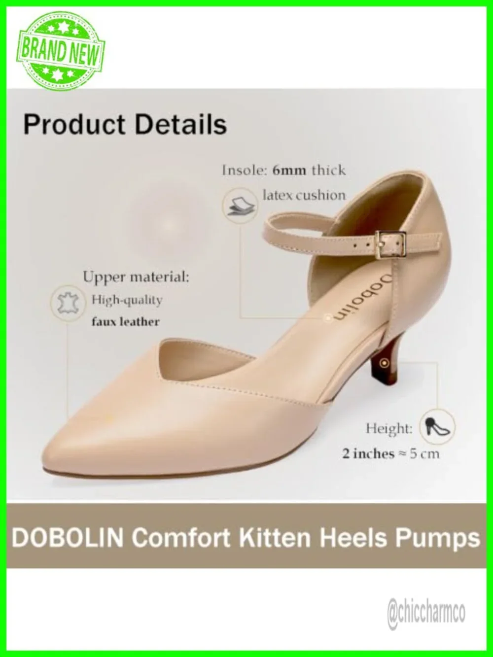 Women's Kitten Heels Pointed Toe Pumps Dress Shoes Faux Leather Ankle Strap Low